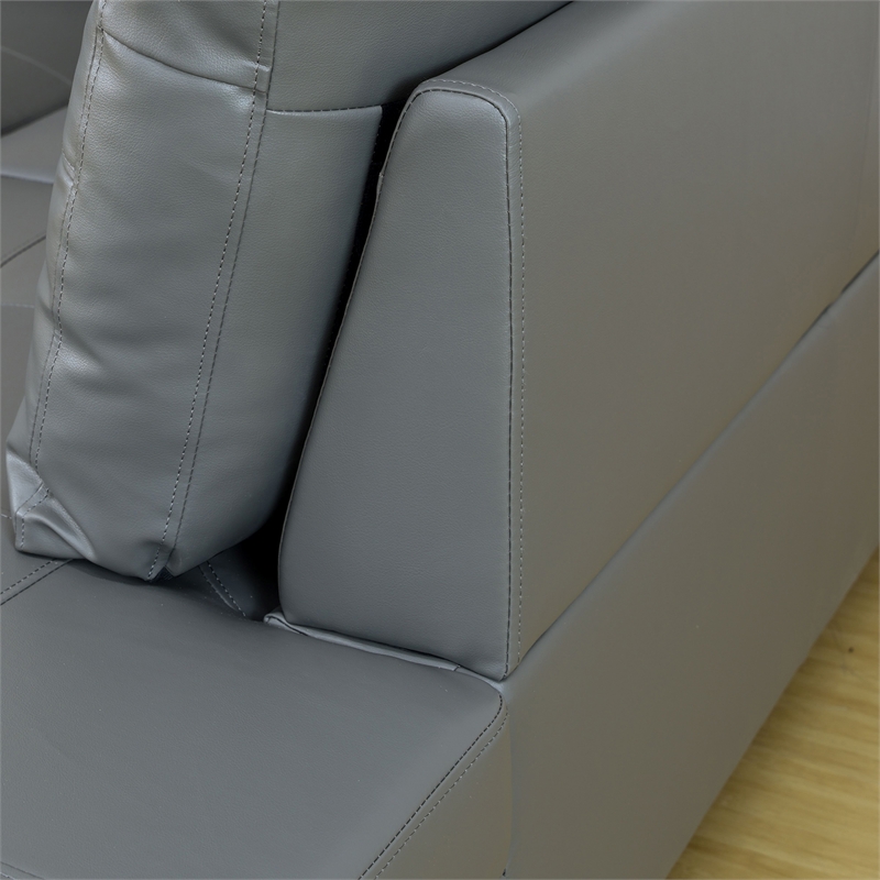 Star Home Living Corp Ben Faux Leather Left Sectional Sofa in Dark Brown