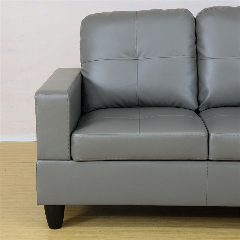 Star Home Living Corp Ben Faux Leather Left Sectional Sofa in Dark Brown