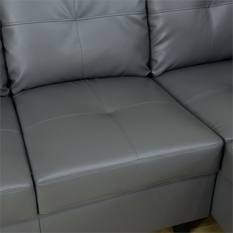 Star Home Living Corp Harry Faux Leather Right Sectional Sofa in Dark Brown