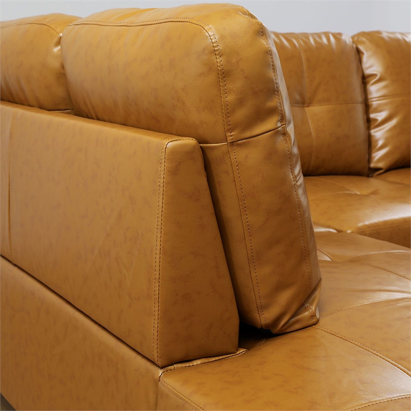 Star Home Living Corp Ben Faux Leather Left Sectional Sofa in Ginger Brown