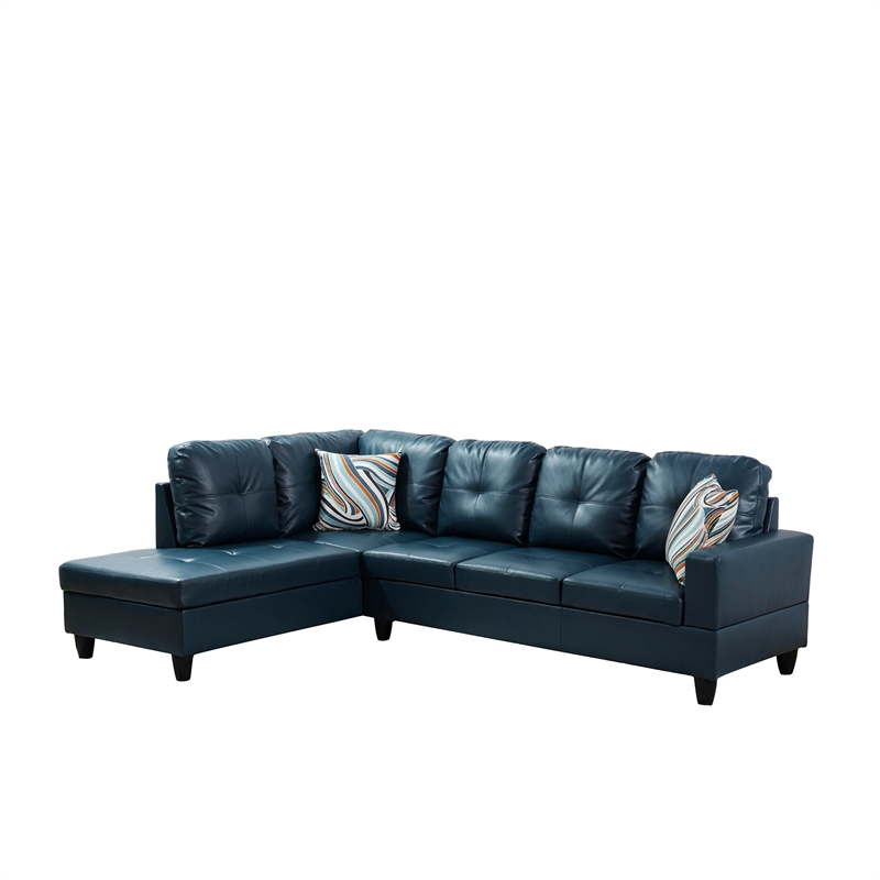 Star Home Living Corp Ben Faux Leather Left Sectional Sofa in Green Blue