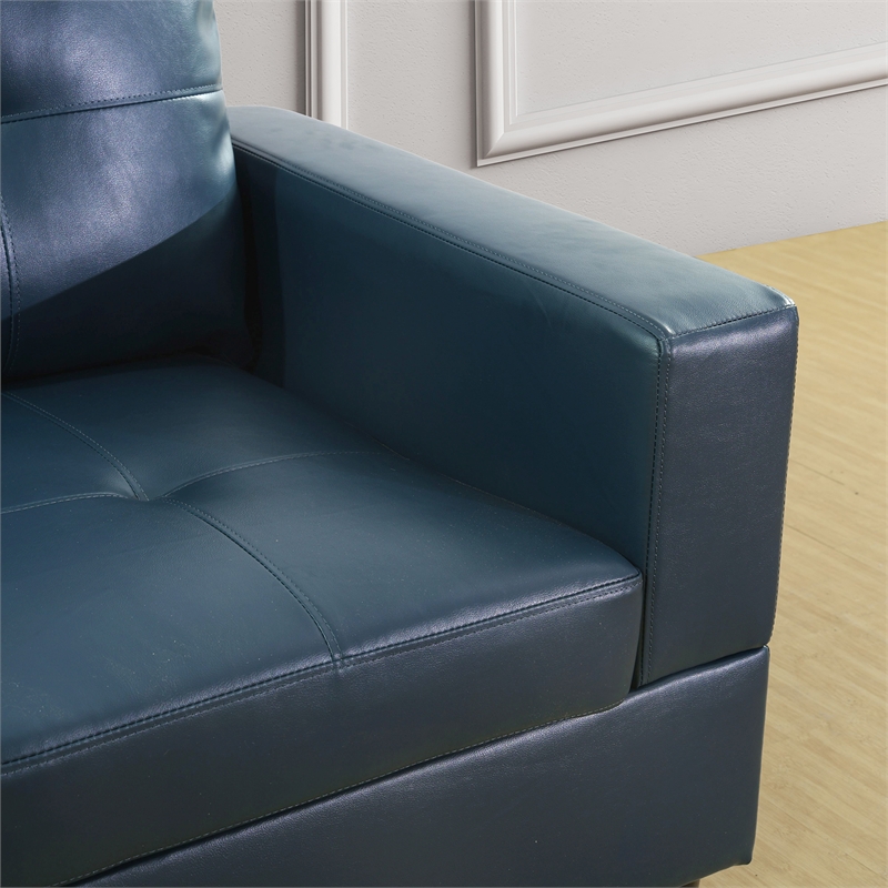 Star Home Living Corp Ben Faux Leather Left Sectional Sofa in Green Blue