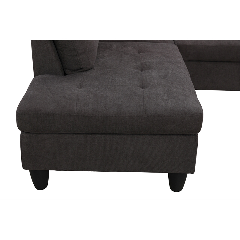 Star Home Living 3PC Sectional Sofa with Ottoman (Dark Brown)