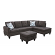 Star Home Living 3PC Flannelette Sectional Sofa with Ottoman (Dark Brown)