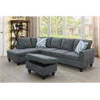 Star Home Living 3PC Flannelette Sectional Sofa with Ottoman (Dark Gray)