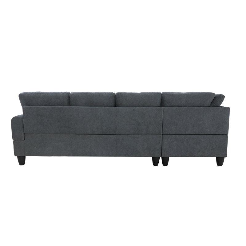 Star Home Living 3PC Flannelette Sectional Sofa with Ottoman (Dark Gray)