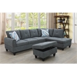 Star Home Living 3PC Sectional Sofa with Ottoman (Dark Gray)