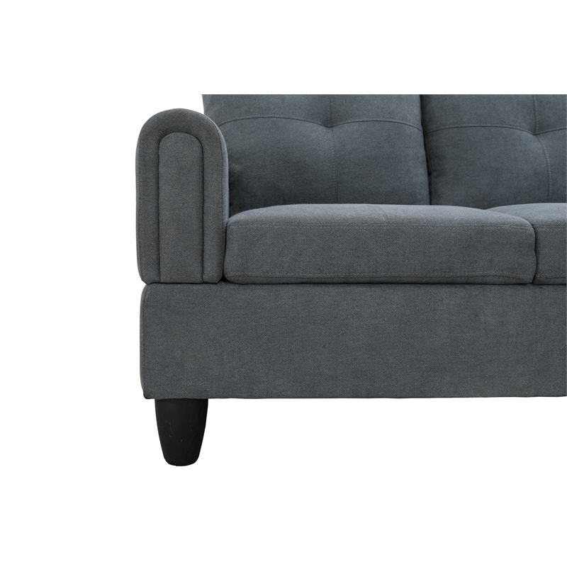 Star Home Living 3PC Sectional Sofa with Ottoman (Dark Gray)