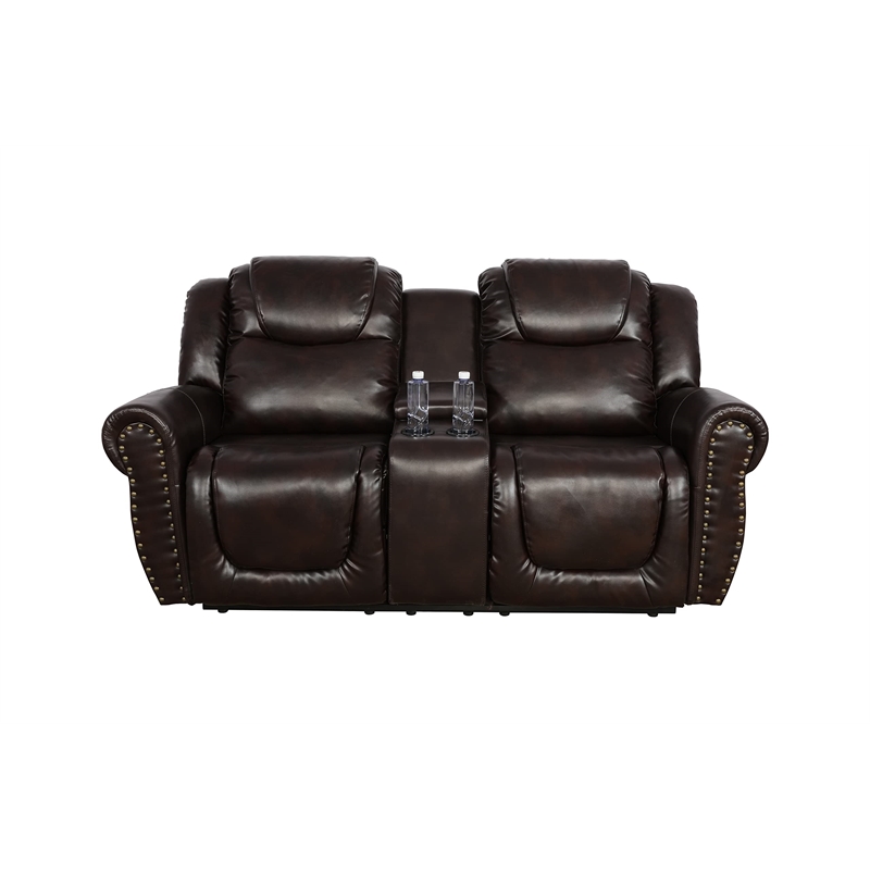 Star Home Living Corp 3-piece Faux Leather Reclining Living Room Set in Espresso