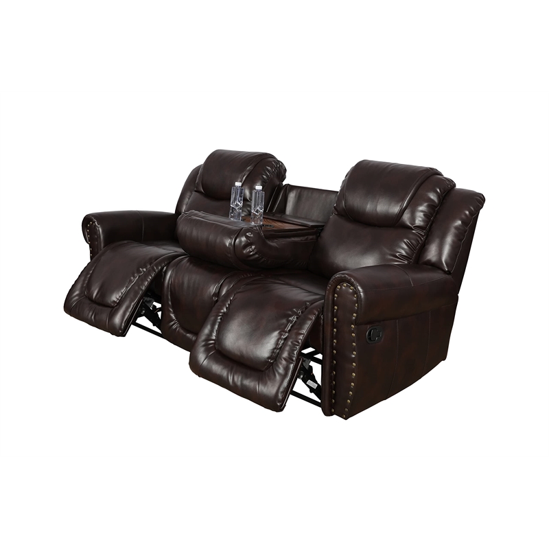 Star Home Living Corp 3-piece Faux Leather Reclining Living Room Set in Espresso