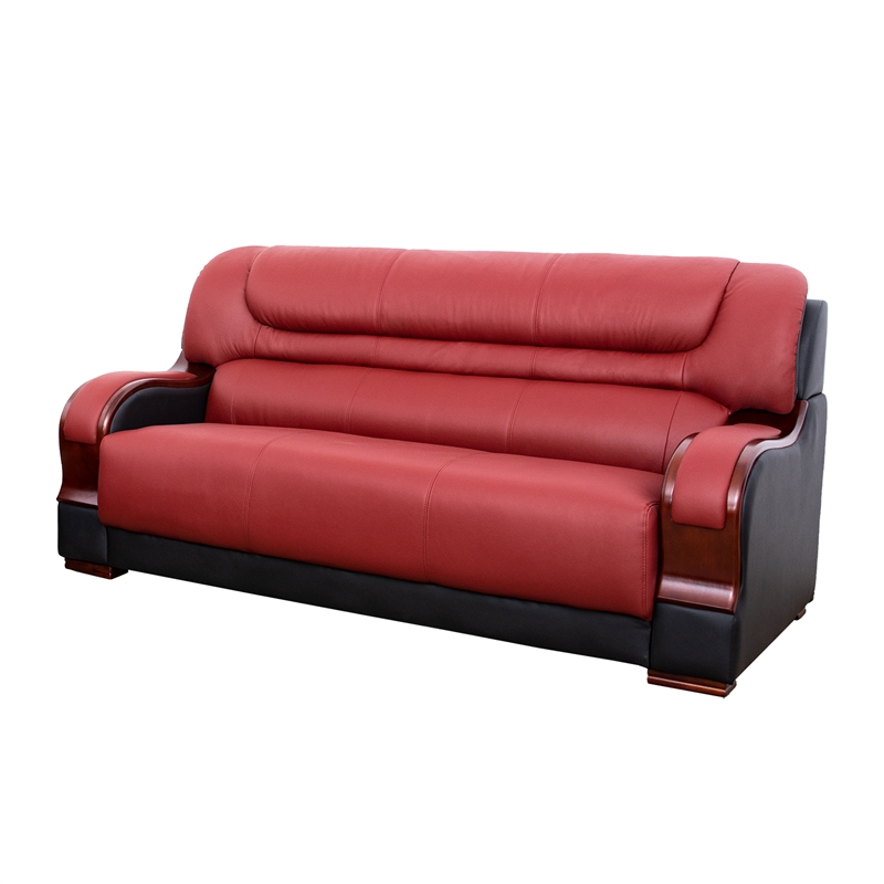 Star Home Living 2 Pieces Genuine Leather Living Room Set in Red