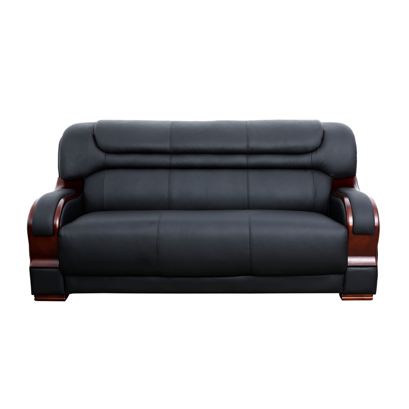 Star Home Living 2 Pieces Genuine Leather Living Room Set in Black
