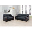 Star Home Living 2 Pieces Genuine Leather Living Room Set in Black