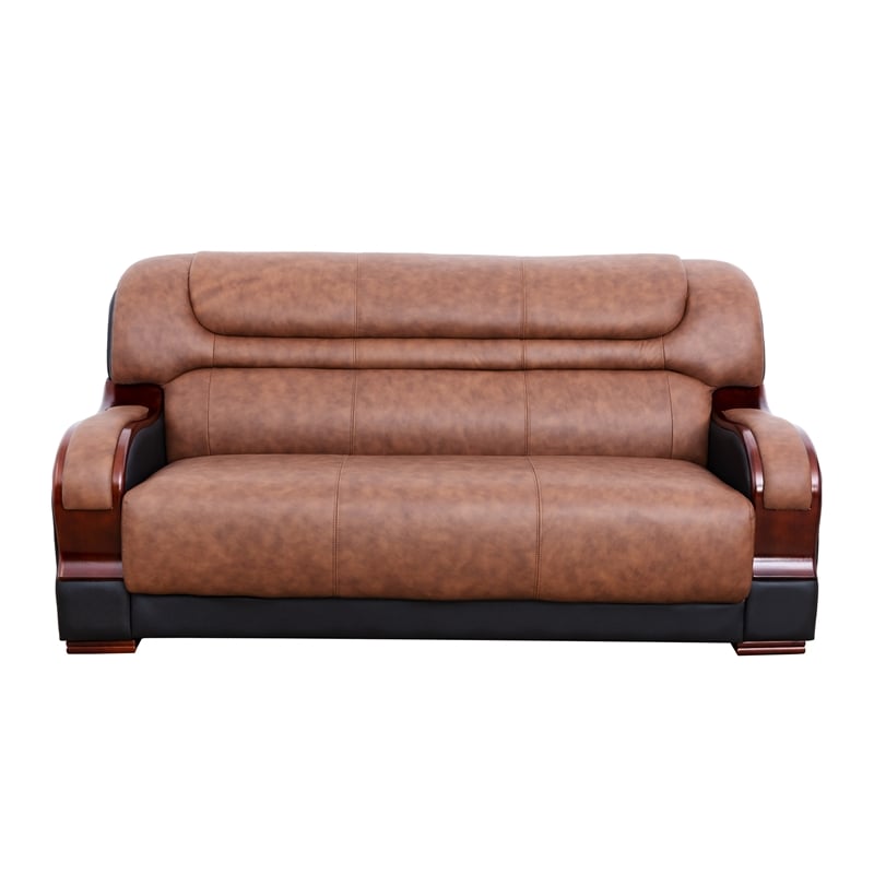 Star Home Living 2 Pieces Genuine Leather Living Room Set in Brown