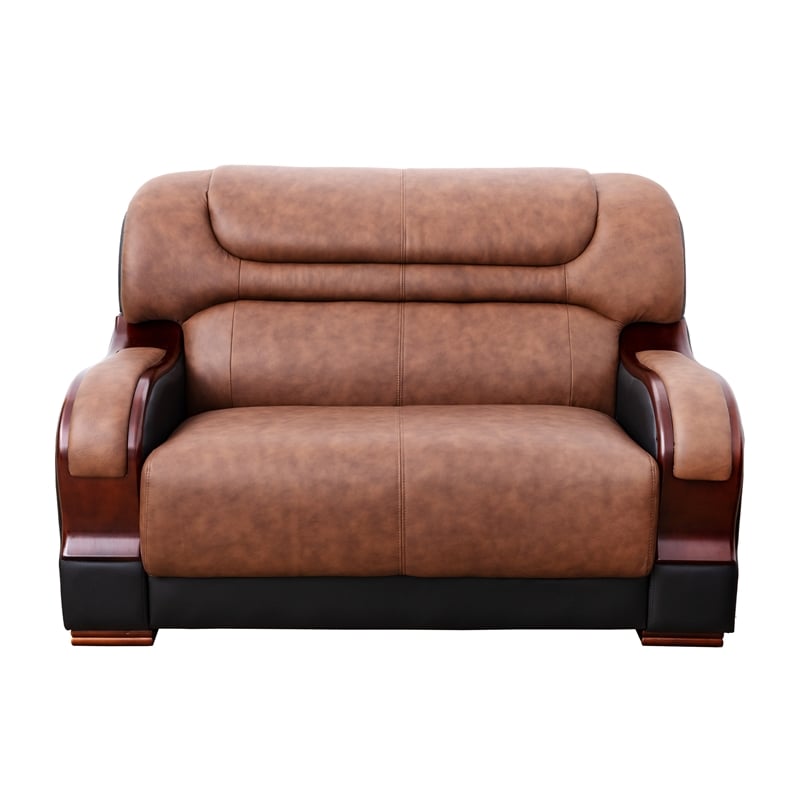 Star Home Living 2 Pieces Genuine Leather Living Room Set in Brown