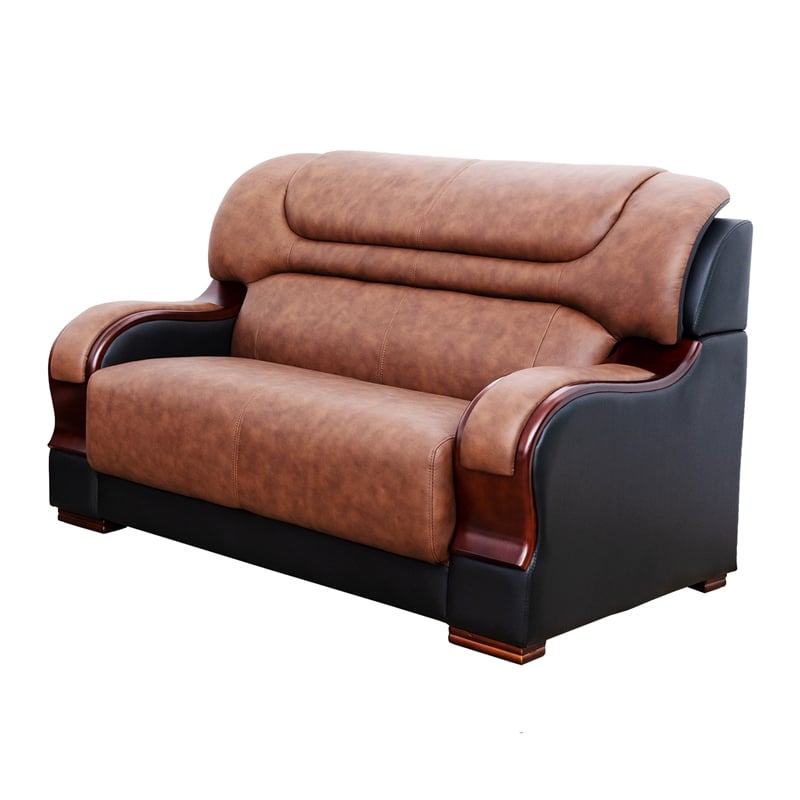 Star Home Living 2 Pieces Genuine Leather Living Room Set in Brown