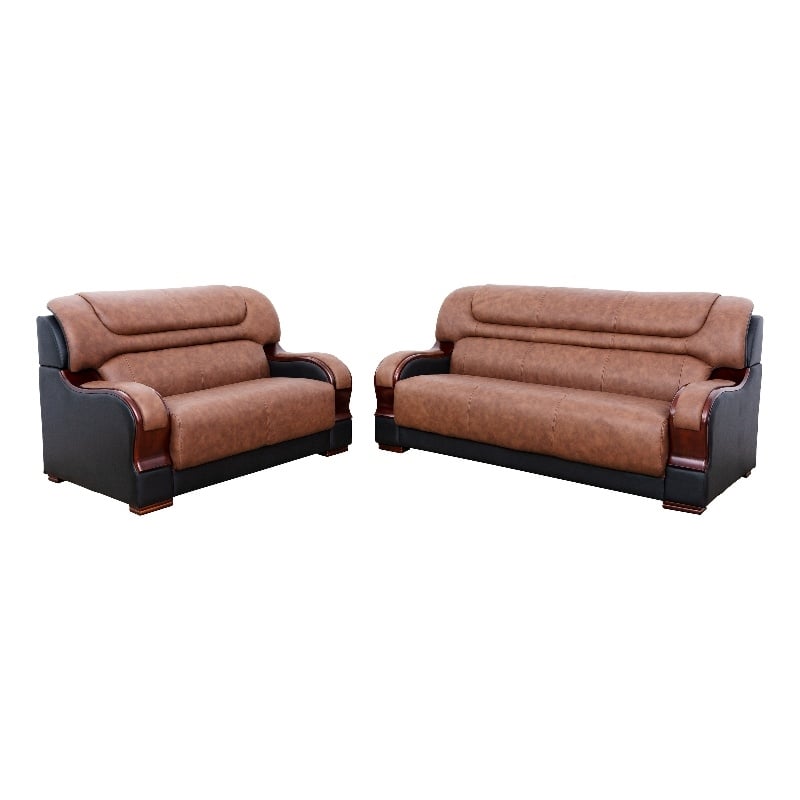 Star Home Living 2 Pieces Genuine Leather Living Room Set in Brown
