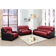 Star Home Living 3-Piece Genuine Leather Sofa Set in Black/Red