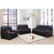 Star Home Living 3 Pieces Genuine Leather Living Room Set in Black