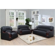 Star Home Living 3 Pieces Genuine Leather Living Room Set in Black