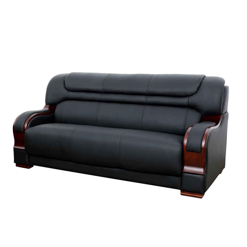 Star Home Living 3 Pieces Genuine Leather Living Room Set in Black