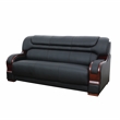 Star Home Living 3 Pieces Genuine Leather Living Room Set in Black