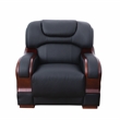 Star Home Living 3 Pieces Genuine Leather Living Room Set in Black