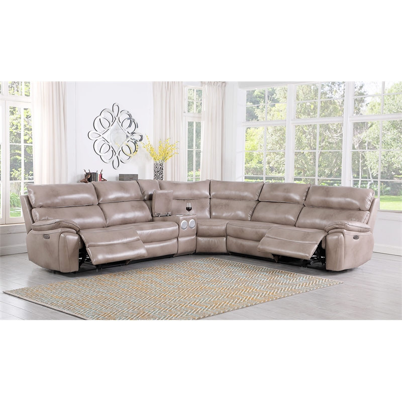 Star Home Living Functional Tan Genuine Leather Sofa Living Room Set