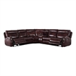 Star Home Living Leather Upholstered 6-Piece Reclining Sofa Set in Brown