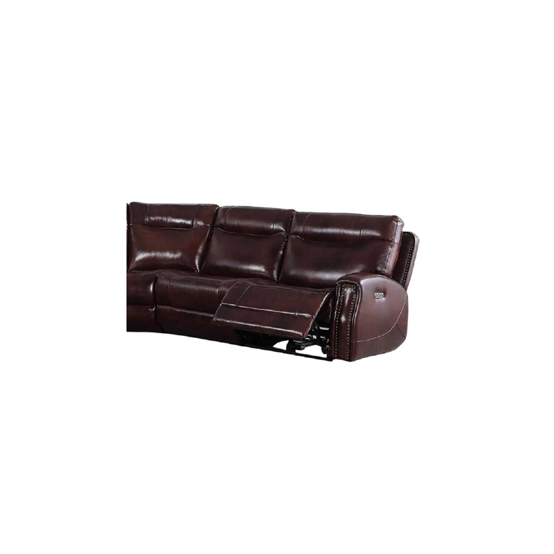 Star Home Living Leather Upholstered 6-Piece Reclining Sofa Set in Brown