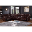 Star Home Living Leather Upholstered 6-Piece Reclining Sofa Set in Brown