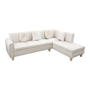 2Piece Upholstered Sectional Microfiber White color L shape Elegant sofa  pillow