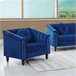 Jessica 3 Pieces Blue Microfiber Living Room Set Modern Velvet Sofa Set pillow