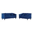 Jessica 3 Pieces Blue Microfiber Living Room Set Modern Velvet Sofa Set pillow