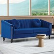 Jessica 3 Pieces Blue Microfiber Living Room Set Modern Velvet Sofa Set pillow