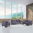 Jessica 3 Pieces Gray Microfiber Living Room Set Modern Velvet Sofa Set pillow