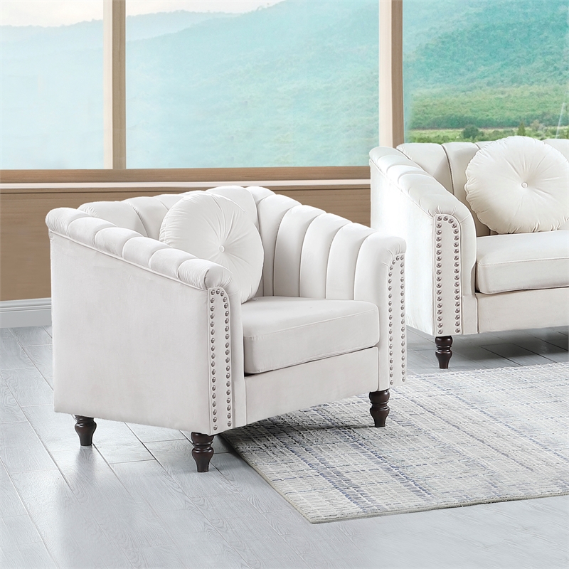 Beverly Fine Furniture 3 Piece Velvet Living Room Set (Sofa Loveseat and Chair)