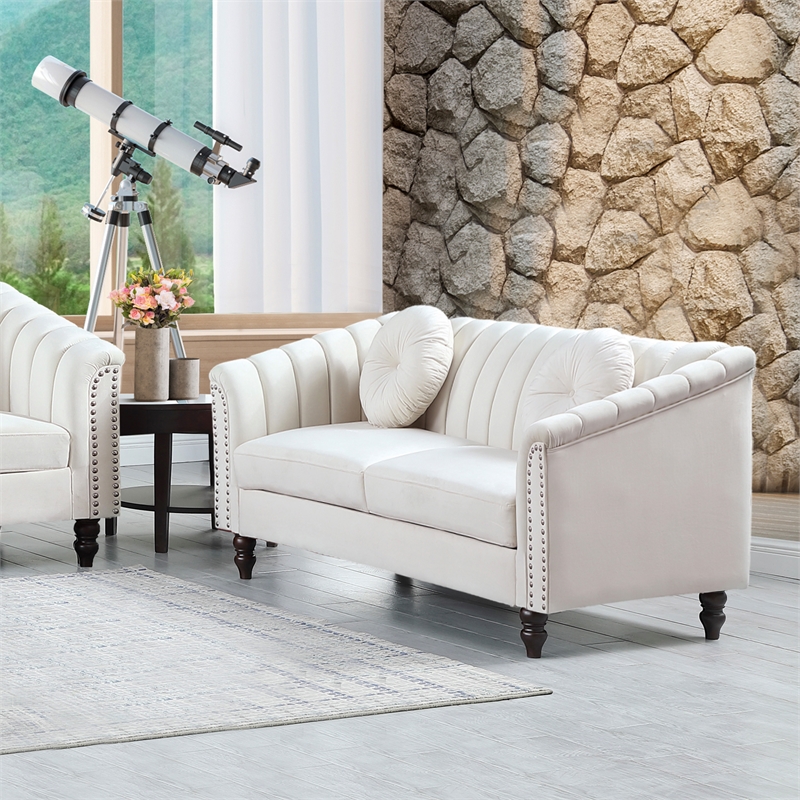 Beverly Fine Furniture 3 Piece Velvet Living Room Set (Sofa Loveseat and Chair)