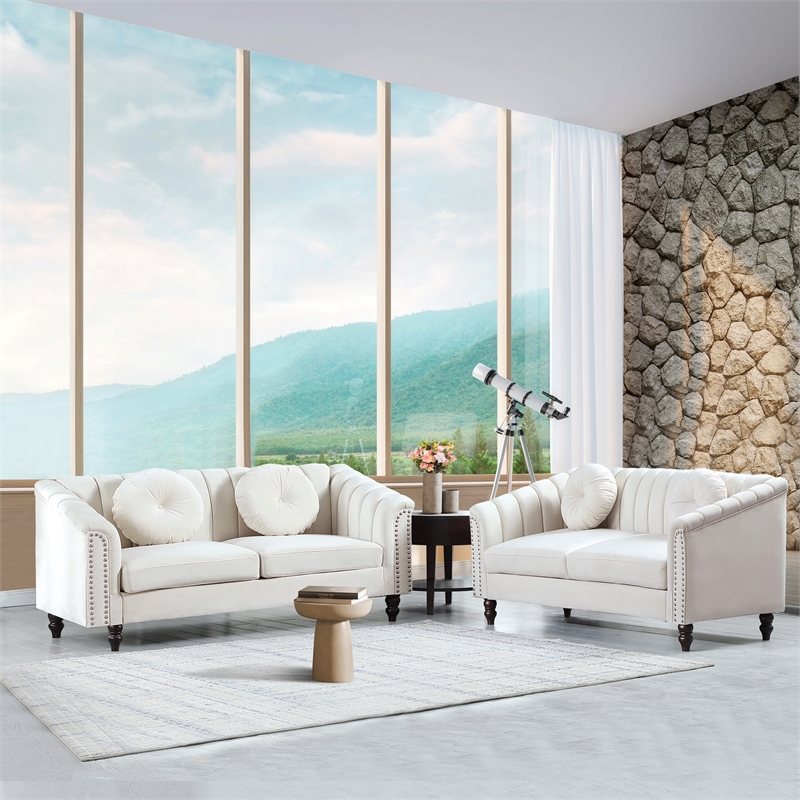 FUOROLA Mirando 2 Piece Living Room Set white