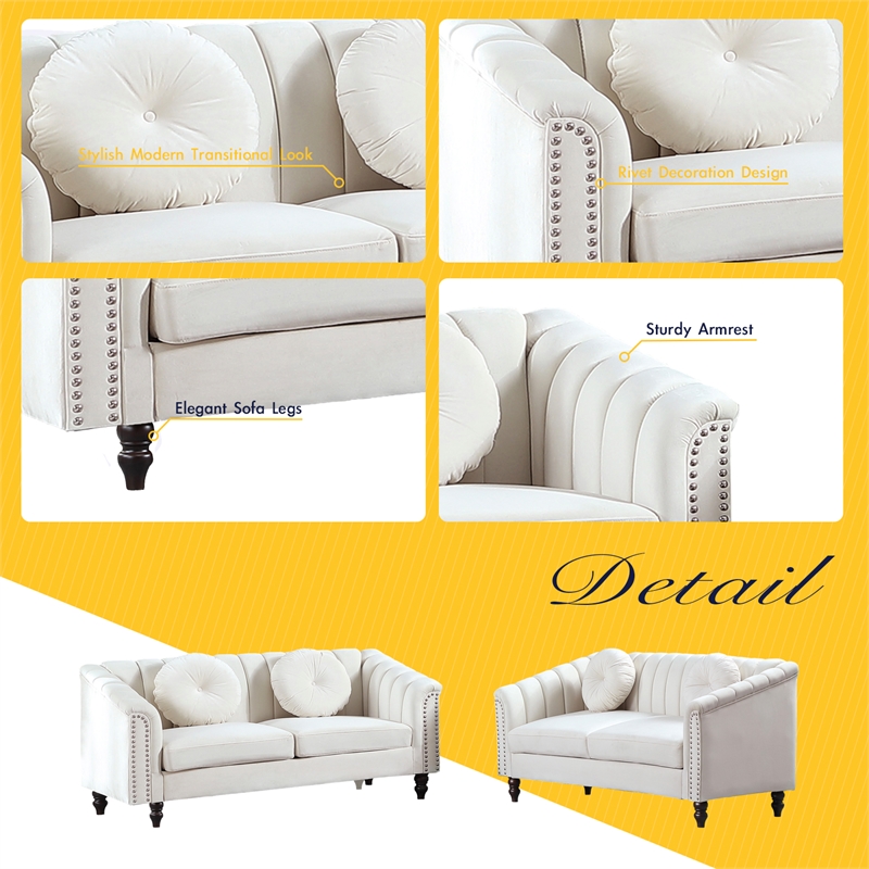 FUOROLA Mirando 2 Piece Living Room Set white