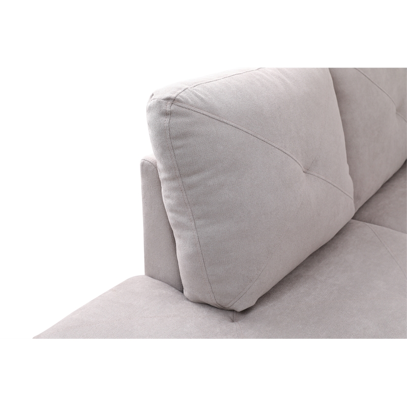 Starhome L Shaped Gray Couch with Storage Ottoman(Pillows Included) Microfiber