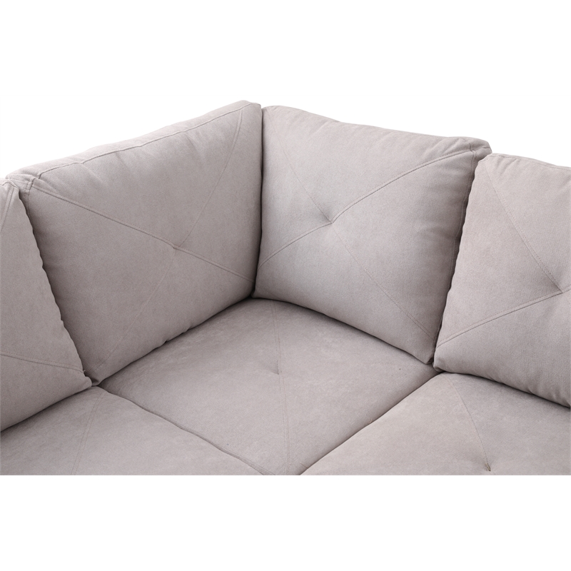 Starhome L Shaped Gray Couch with Storage Ottoman(Pillows Included) Microfiber