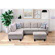 Starhome L Shaped Gray Couch with Storage Ottoman(Pillows Included) Microfiber