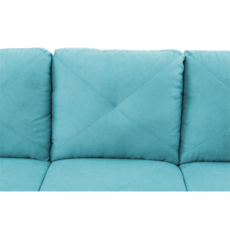 Starhome L Shaped Green Couch with Storage Ottoman(Pillows Included) Microfiber