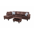 Starhome L Shaped Brown Couch with Ottoman(Pillows Included) Microfiber