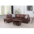 Starhome L Shaped Brown Couch with Ottoman(Pillows Included) Microfiber