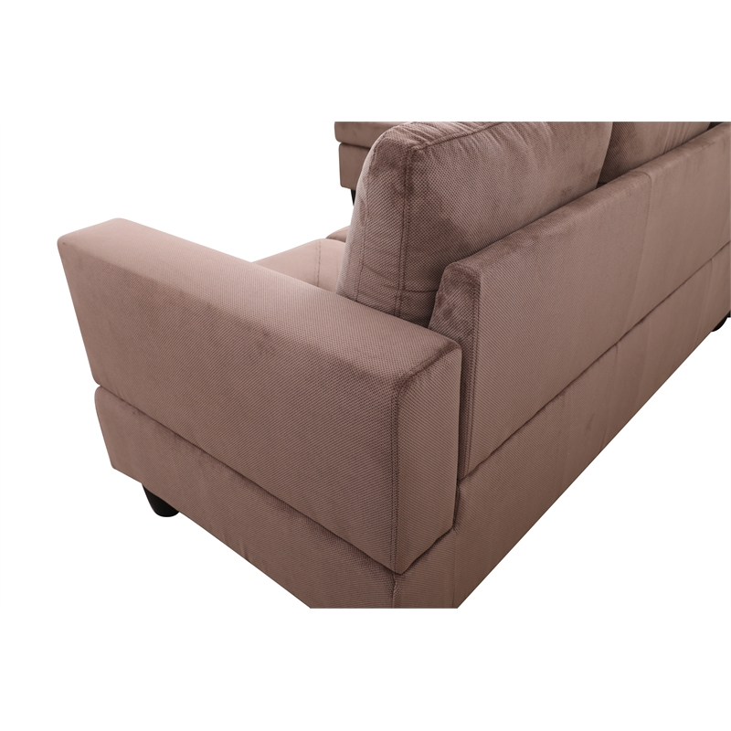 Starhome L Shaped Brown Couch with Ottoman(Pillows Included) Microfiber
