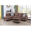 Starhome L Shaped Brown Couch with Ottoman(Pillows Included) Microfiber