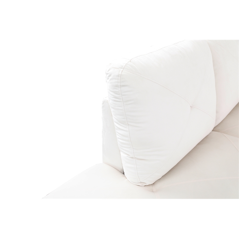 Starhome L Shaped White Couch with Ottoman(Pillows Included) Microfiber