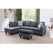 Starhome L Shaped Dark Gray Couch with Ottoman(Pillows Included) Microfiber